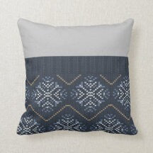 Winter Pillow, Blue Sweater Design Pillow, Snowflake Sweater Pillow, Includes Insert and Cover, Christmas Pillow, Blue Accent Pillow