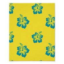 Tropical Hibiscus Print, Hibiscus Wall Art, Blue and Yellow, Tropical Floral Art, Tropical Wall Decor, Tropical Wall Art, Hibiscus Floral