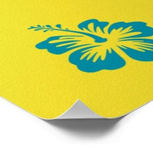 Tropical Hibiscus Print, Hibiscus Wall Art, Blue and Yellow, Tropical Floral Art, Tropical Wall Decor, Tropical Wall Art, Hibiscus Floral