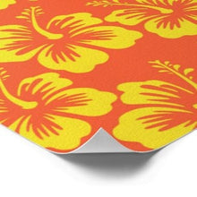 Tropical Hibiscus Print, Hibiscus Wall Art, Yellow and Coral, Tropical Floral Art, Tropical Wall Decor, Tropical Wall Art, Hibiscus Floral