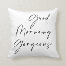 Pillow, Good Morning Gorgeous, Bedroom Accent Pillow, Bedding Accent Pillow, Gift for Her, Valentine Gift, White Accent Pillow, Wedding Gift