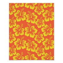 Tropical Hibiscus Print, Hibiscus Wall Art, Yellow and Coral, Tropical Floral Art, Tropical Wall Decor, Tropical Wall Art, Hibiscus Floral