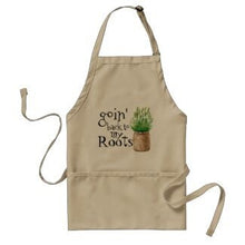 Funny Garden Apron, goin' gack to my roots, Three Pocket Garden Apron, Gift for Her, Gift for Gardener, Gardening Apron, Mother's Day Gift