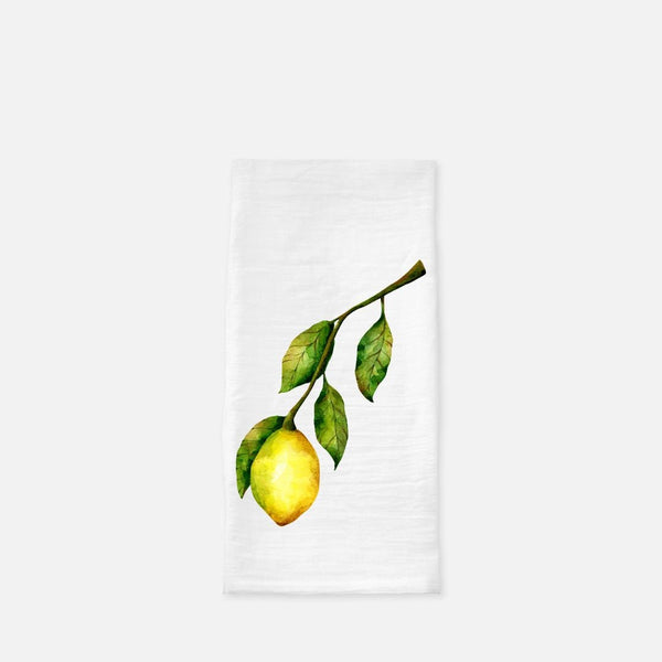 Lemon Tea Towel (Flour Sack) Lemon Branch Tea Towel, Watercolor  Lemon Tea Towel, Housewarming Gift, Lemon Kitchen Towel, Lemon Kitchen Acce