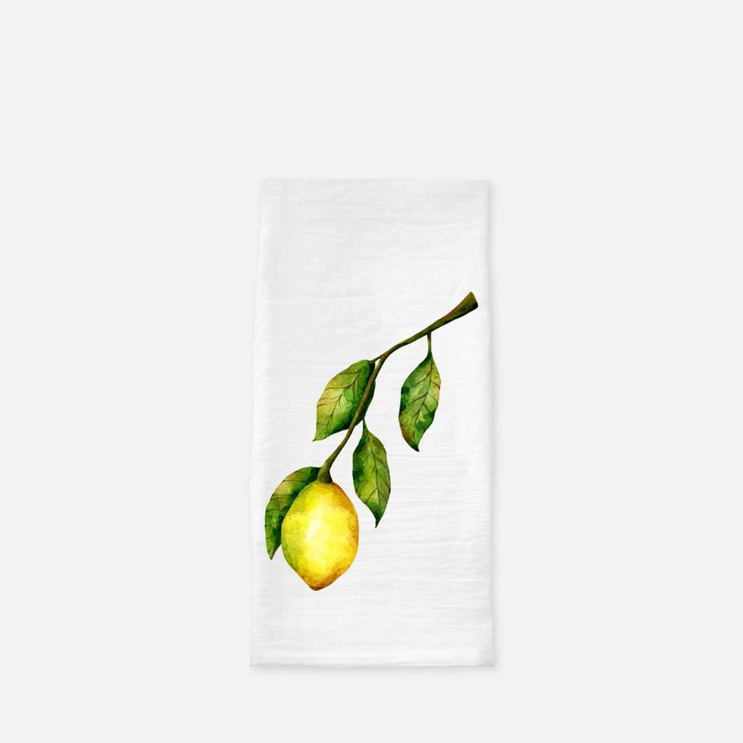 Lemon Tea Towel (Flour Sack) Lemon Branch Tea Towel, Watercolor  Lemon Tea Towel, Housewarming Gift, Lemon Kitchen Towel, Lemon Kitchen Acce