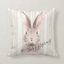 Spring PIllow, "Hoppy Spring" Easter Rabbit Pillow, Floral Pillow, Spring Porch Pillow, Easter Porch Decor, Easter Decor, Rabbit Pillow