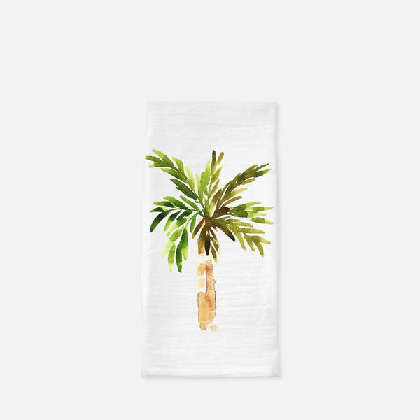 Palm Tree Tea Towel (Flour Sack), Tropical Tea Towel,  Watercolor Palm Tree, Tropical Kitchen Accent, Beach  Decor, Kitchen Gift for Her