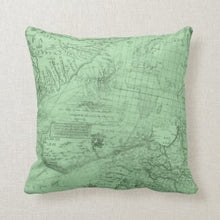Pastel Mint Pillow, Antique Map Pillow, Pastel Pillows, Spring Pastel Pillow, Summer Pastel Pillow, Pastel Decor, Includes Insert and Cover