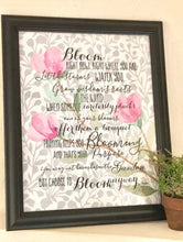 Floral Flat Greeting Card "Bloom Anyway" Encouragement Card, Blank Card, Quote on Card, Ready to Frame Card, 5 X 7