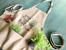 Funny Garden Apron, goin' back to my roots, Three Pocket Garden Apron, Gift for Her, Gift for Gardener, Gardening Apron, Mother's Day Gift