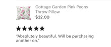 Pink Peony Pillow, Cottage Garden Floral Peony