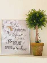 Wall Art Print, Poster, White Floral, Pearl Watercolor, She Gathered Years Like Wildflowers, Ready to Frame, Typography Print