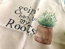 Funny Garden Apron, goin' back to my roots, Three Pocket Garden Apron, Gift for Her, Gift for Gardener, Gardening Apron, Mother's Day Gift