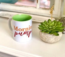 Mug, Mornin’ Pumpkin, Two-Tone Mug, 11 oz mug, Gift for Her, Fall Mug
