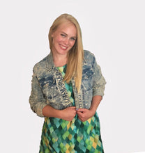 A-Line Dress, Green Watercolor, Dragon Scale Pattern, Sleeveless, Flattering on Any Figure