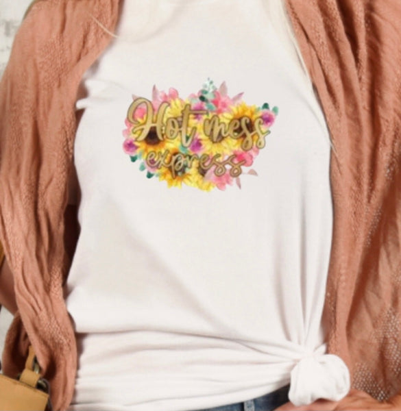 Funny T-shirt, Hot Mess Express,  Floral, Sunflower, Unisex T-shirt for Her