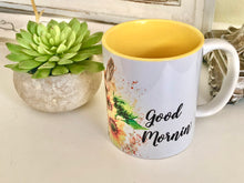 Sunflower Donkey Mug, Mug with Words,  Hay you, Good mornin', Watercolor Donkey with Sunflowers, Gifts for Her, Sunflower Mug, Hostess Gift