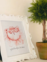 Floral Print, Watercolor,  Peach Flower, Garland for Her Hair, Poster, Print, Farmhouse Floral, Cottage Floral, Typography Print