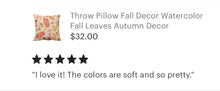 Throw Pillow Watercolor Fall Leaves