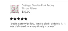 Pink Peony Pillow, Cottage Garden Floral Peony