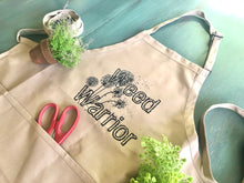 Funny Garden Apron "Weed Warrior" Three Pocket Garden Apron, Gardening Gift, Gift for Gardener, Dandelion, Funny Saying, Spring Garden Apron