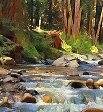 Folding Screen, Barefoot Delight, River, Mountain Wilderness Landscape