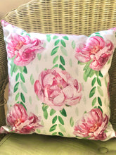 Pink Peony Pillow, Watercolor Floral, Cottage Peony