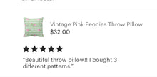 Pink Peony Pillow, Green Stripe, Peony Cottage Decor