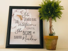 Wall Art Print, Poster, White Floral, Pearl Watercolor, She Gathered Years Like Wildflowers, Ready to Frame, Typography Print