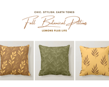 Fall Pillow, Earth Tone, Green, Botanical Leaves, Nature Inspired Pillows, Minimalist Style, Contemporary Pillow
