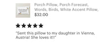 Porch Pillow, Porch Forecast, Words, Birds Pillow