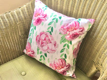 Pink Peony Pillow, Watercolor Floral, Cottage Peony