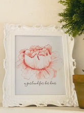 Floral Print, Watercolor,  Peach Flower, Garland for Her Hair, Poster, Print, Farmhouse Floral, Cottage Floral, Typography Print