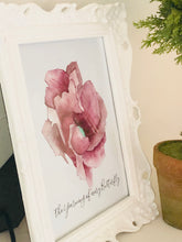 Art Print Floral Watercolor Burgundy Floral, Typography, Butterfly, Poster