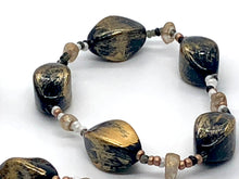 Stretch Stacked Bracelet, 3 Black and Gold Bracelets