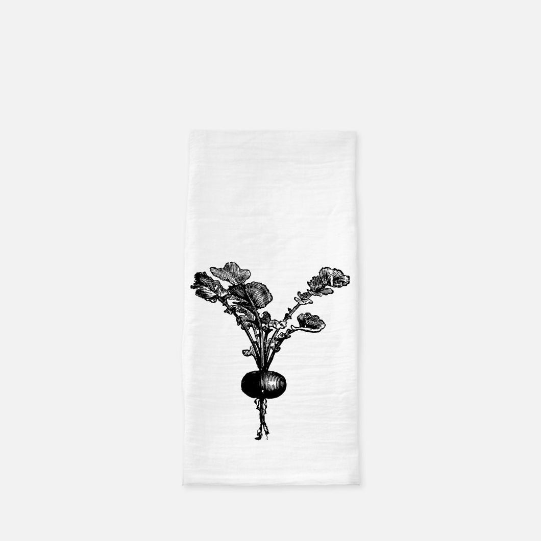 Tea Towel (Flour Sack) Rhubarb, Black and White, Fruit Tea Towel, Kitchen Gift, Gift for Her, Mother's Day Gift