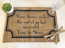 Thanksgiving Table Placemat Set of 4, Cloth, Funny Sayings, Family Drama, Burlap Design, Woven Cotton Fabric