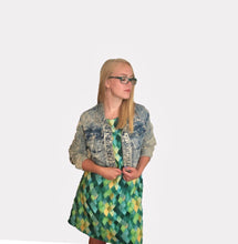 A-Line Dress, Green Watercolor, Dragon Scale Pattern, Sleeveless, Flattering on Any Figure