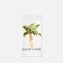 Palm Tree Tea Towel (Flour Sack) "Shady Cook Tea Towel" Tropical Tea Towel,  Watercolor Palm Tree, Tropical Kitchen Accent