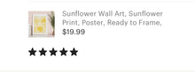 Sunflower Wall Art, Sunflower Print, Poster, Ready to Frame, Sunflower Wall Decor, Sunflower Home Decor, Sunflower Floral Print