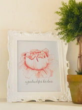 Floral Print, Watercolor,  Peach Flower, Garland for Her Hair, Poster, Print, Farmhouse Floral, Cottage Floral, Typography Print