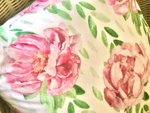 Pink Peony Pillow, Watercolor Floral, Cottage Peony