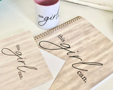 Set of 3 Flat Cards, this girl can, Blush Pearl Background, Blank, Encouragement Cards for Her, Envelopes Included