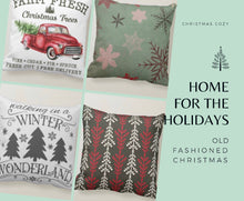 Christmas Pillow, Vintage Style, Farm Fresh Christmas Trees, Red Truck, Two Pillows in One, Green Christmas Tree Farmhouse Decor