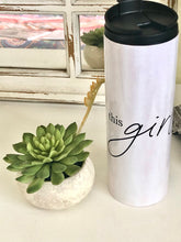 Thermal Tumbler "this girl can" 12oz, Stainless Steel, Flip Top, Blush Pearl Design, Gift for Her, Travel Tumbler, Office Tumbler, Drinkware