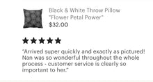 Throw Pillow Black & White Flower Power