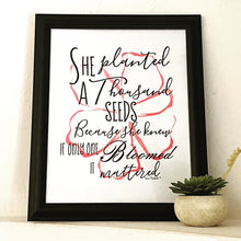 Typography Print, Peach Floral, Quote, One Bloom Mattered