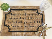 Thanksgiving Table Placemat Set of 4, Cloth, Funny Sayings, Family Drama, Burlap Design, Woven Cotton Fabric