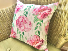 Pink Peony Pillow, Watercolor Floral, Cottage Peony