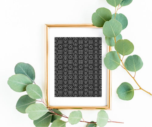 African Mudcloth Print, Black Mudcloth Design Poster,  African Design Mudcloth Pattern, African Pattern Poster, African Wall Art, Ethnic Art